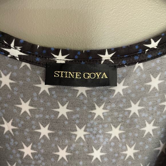 STINE GOYA ALINA JERSEY DRESS in STARS Black Blue White Size XS Long Sleeve Midi - Picture 8 of 16